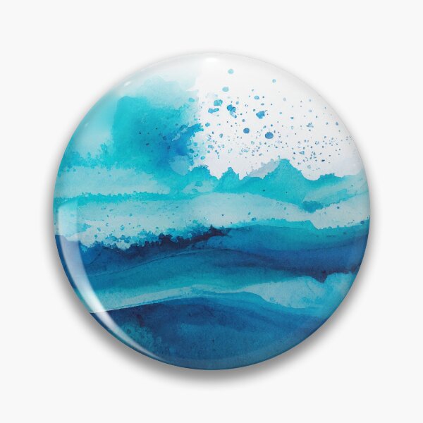 Item preview, Ocean Sea waves watercolor blue turquoise teal waves painting artwork abstract designed and sold by adlydesigns.