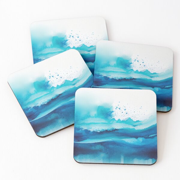 Item preview, Ocean Sea waves watercolor blue turquoise teal waves painting artwork abstract designed and sold by adlydesigns.