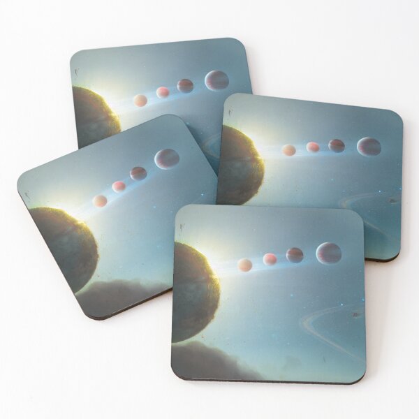 Item preview, 4 Gas Giants Orbiting Dead Planet in Clear Blue Galaxy designed and sold by Space-Wear.