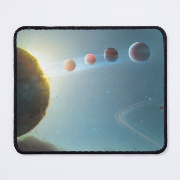 Item preview, 4 Gas Giants Orbiting Dead Planet in Clear Blue Galaxy designed and sold by Space-Wear.