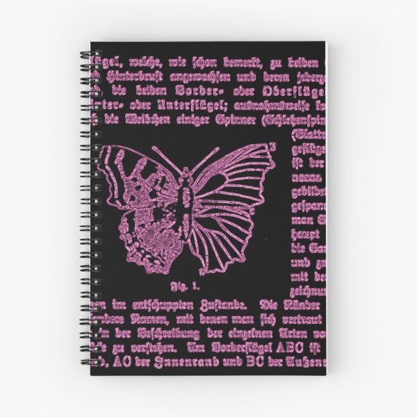 Artikelvorschau, Schwarzer und rosa Schmetterling Deutsch Illustration Textdiagramm Schmetterlinge Negativbild entworfen und verkauft von kattakitty.