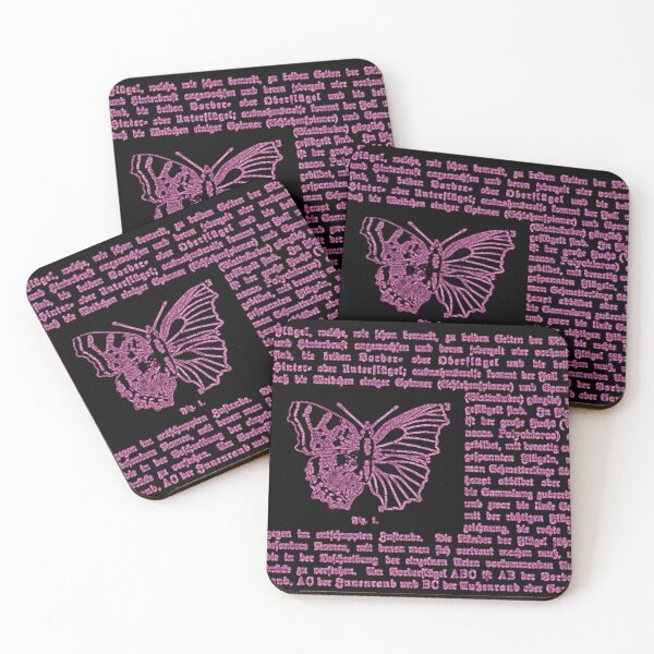 Item preview, Black and Pink Butterfly German Illustration Text Diagram Butterflies Negative Image designed and sold by kattakitty.