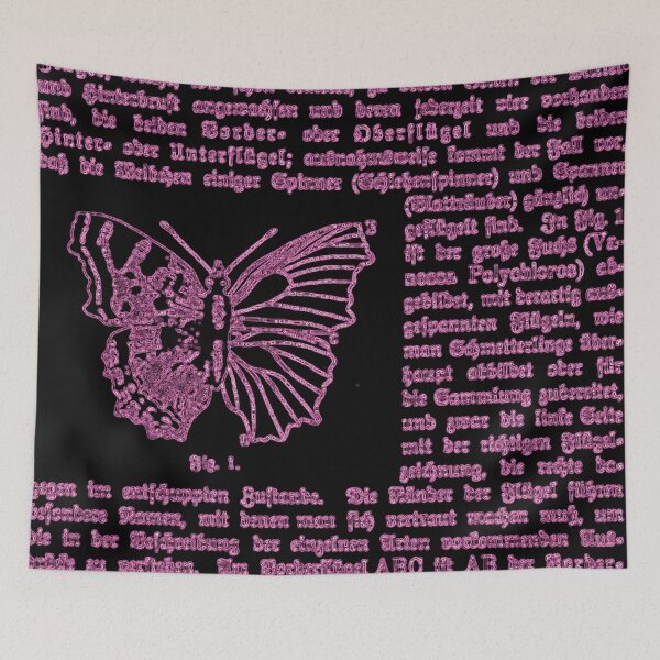 Item preview, Black and Pink Butterfly German Illustration Text Diagram Butterflies Negative Image designed and sold by kattakitty.