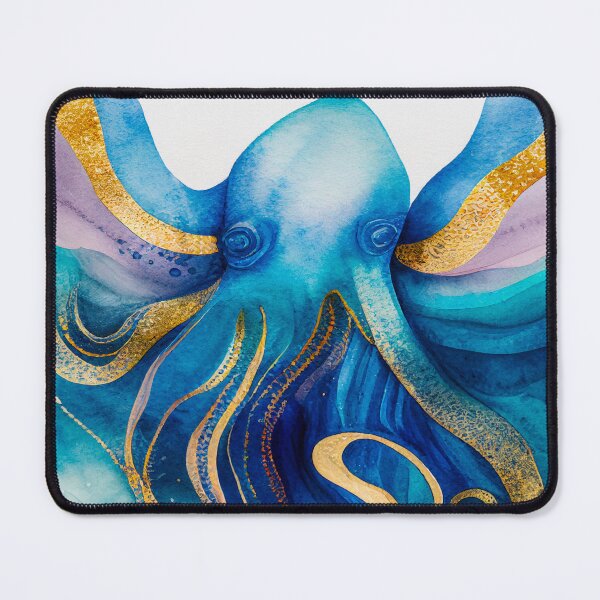 Item preview, Octopus OceanTales Watercolor Sea gold modern artwork painting designed and sold by adlydesigns.