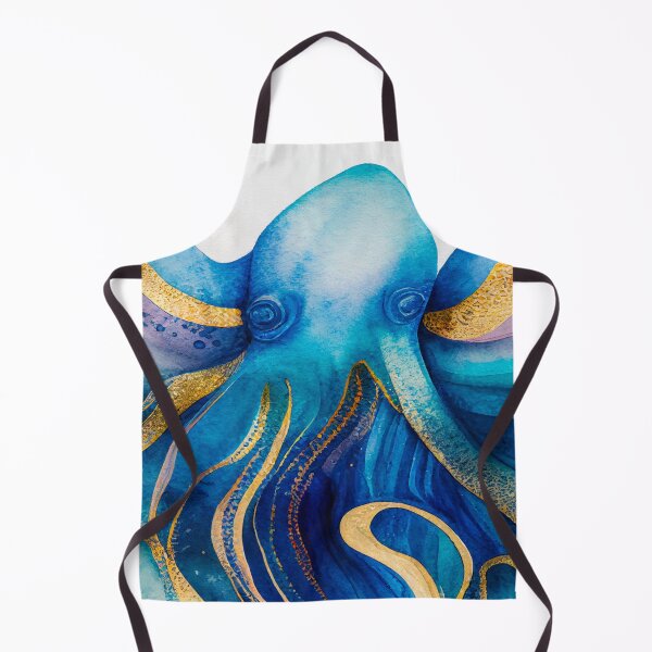 Item preview, Octopus OceanTales Watercolor Sea gold modern artwork painting designed and sold by adlydesigns.