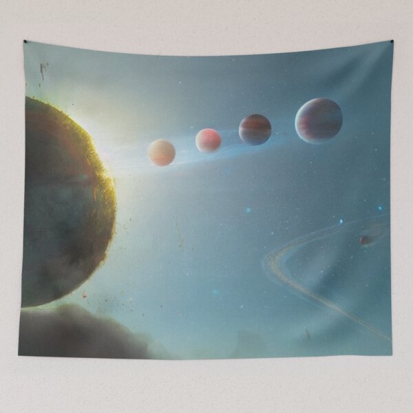Item preview, 4 Gas Giants Orbiting Dead Planet in Clear Blue Galaxy designed and sold by Space-Wear.