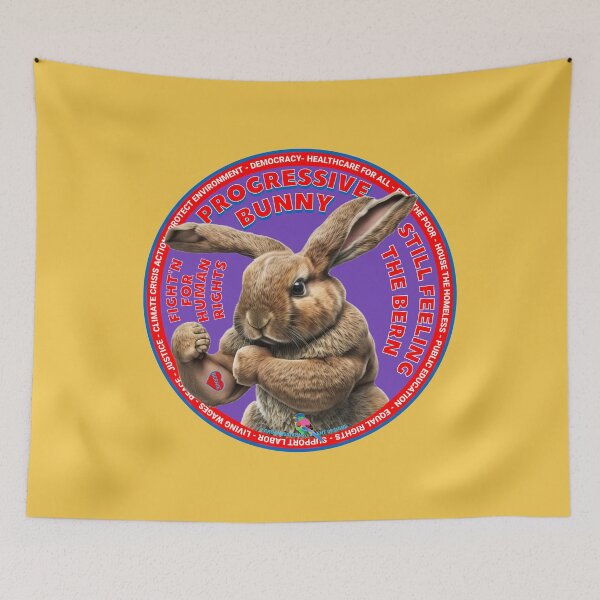 Item preview, PMD00633 Progressive Movement Designs funny bunny for Easter or any day of the year shows you support progressive policy goals for progressive Democrats and Independents and Bernie Sanders supporters designed and sold by ProgressiveLeft.