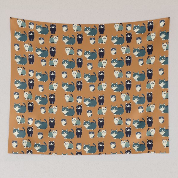 Item preview, Blue cats in terracota backgound pattern designed and sold by Arktos-Design.