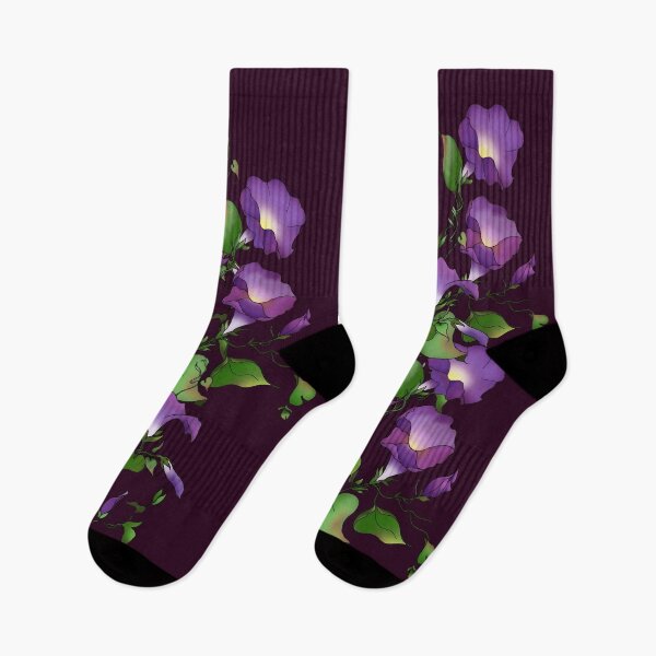 Item preview, Morning Glory Socks Violet designed and sold by SandAndChi.