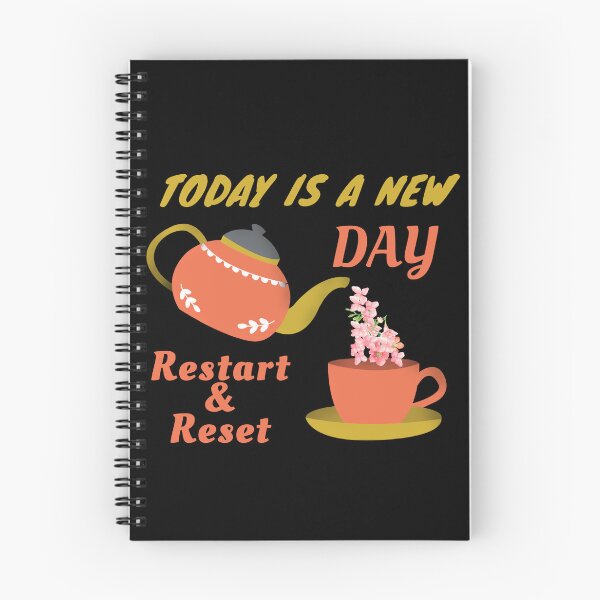 Artikelvorschau, NEUSTART & ZURÜCKSETZEN, HEUTE IST EIN NEUER TAG, STEUER MIT Teekanne, Tasse und rosa Blumen entworfen und verkauft von Ndli.