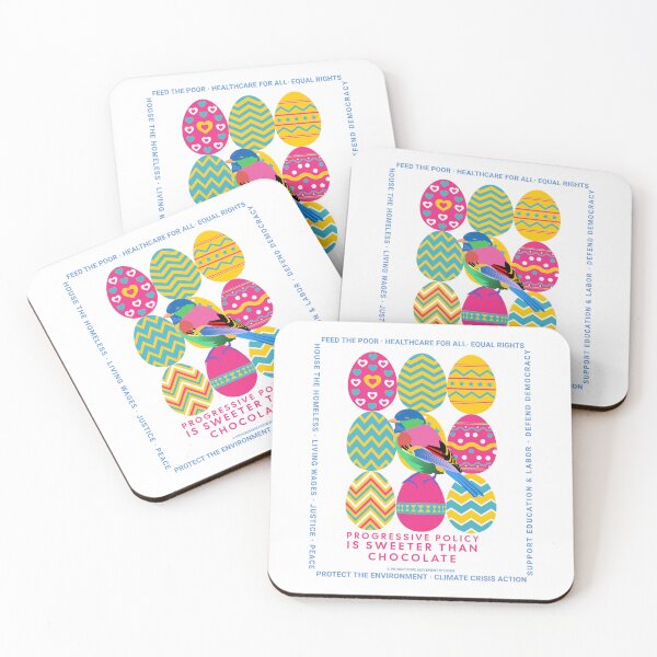 Item preview, PMD00639 Progressive Movement Designs Easter Eggs bird with 12 policy goals for progressive Democrats Independents and Bernie Sanders supporters who know progressive policy is sweeter than chocolate designed and sold by ProgressiveLeft.