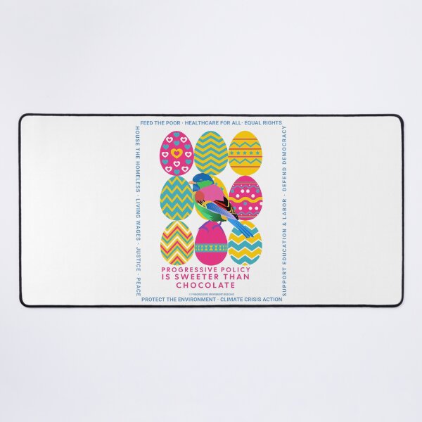 Item preview, PMD00639 Progressive Movement Designs Easter Eggs bird with 12 policy goals for progressive Democrats Independents and Bernie Sanders supporters who know progressive policy is sweeter than chocolate designed and sold by ProgressiveLeft.