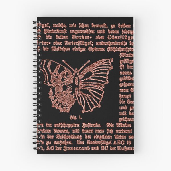 Artikelvorschau, Schwarzer und Tangerine-Schmetterling Deutsch Illustration Textdiagramm Schmetterlinge negatives Bild entworfen und verkauft von kattakitty.