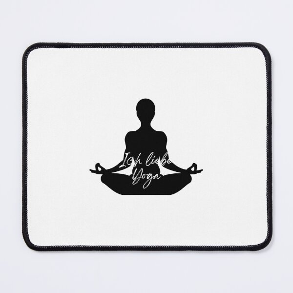 Item preview, "Ich liebe Yoga" (I love yoga) with pictures of people doing meditation/yoga designed and sold by RM-Journey.