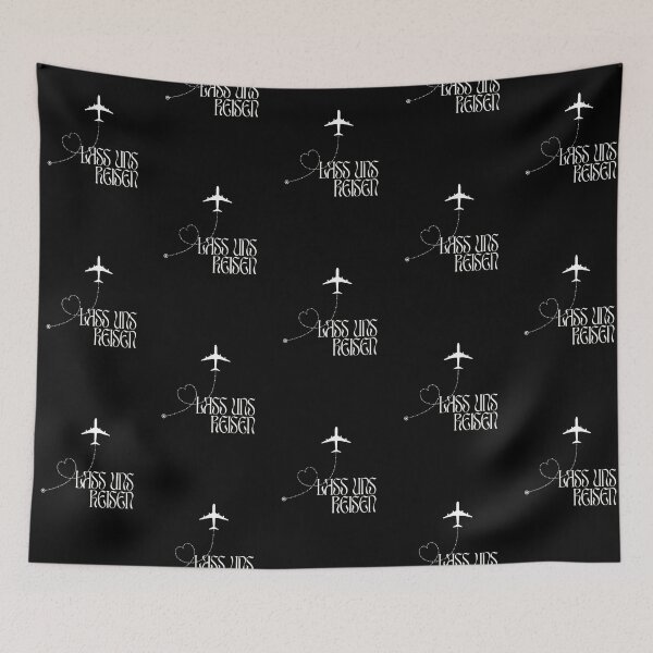 Item preview, "Lass uns reisen" (Let's travel) with planes and hearts designed and sold by RM-Journey.