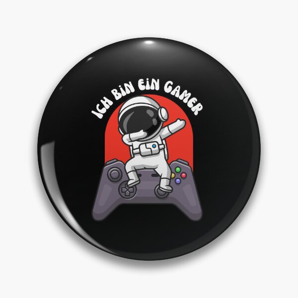 Item preview, "Ich bin ein Gamer" (I am a gamer) With illustrations of game controllers and astronauts designed and sold by RM-Journey.