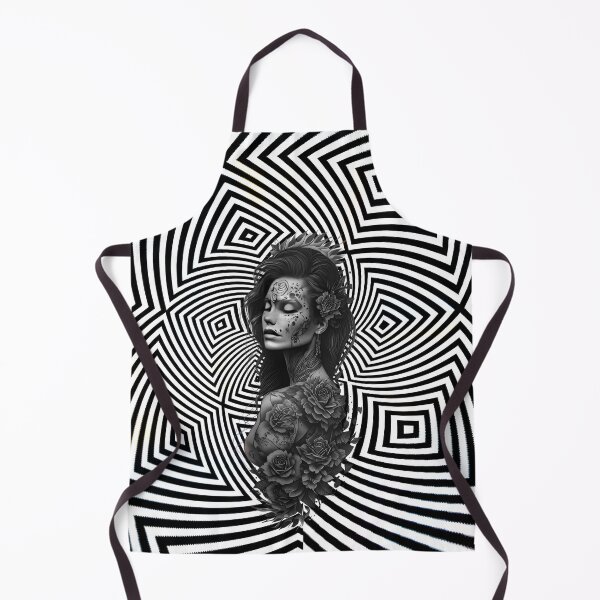 Aperçu de l'œuvre Conception de tatouage illusoire noir et blanc d'une femme créée et vendue par TatooIllusion.