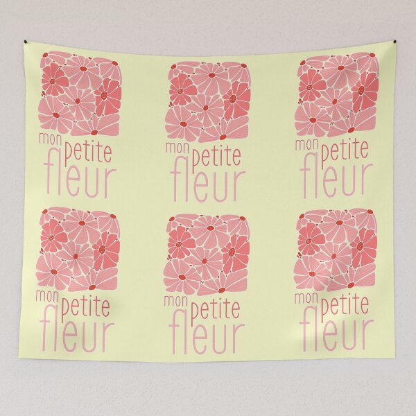Aperçu de l'œuvre Marguerites rétro Français Citation Mon Petite Fleur créée et vendue par Renata Illustrata.