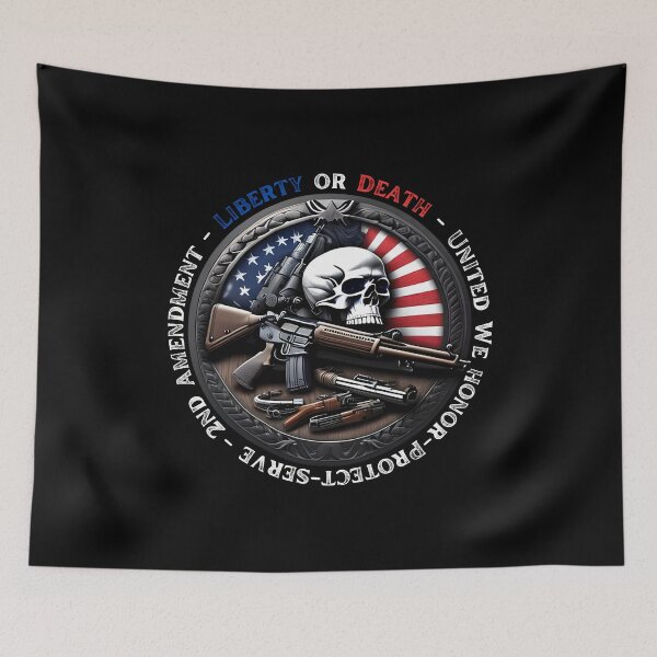 Item preview, Patriotic Rifle & Skull Tee - Liberty or Death - United We Honor, Protect, Serve - 2nd Amendment designed and sold by RickS-Ts-N-Such.