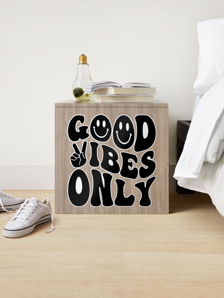 Good Vibes Only, Retro Wavy Text, Happy Face, Trendy Hippie Sticker for  Sale by RLYGR8