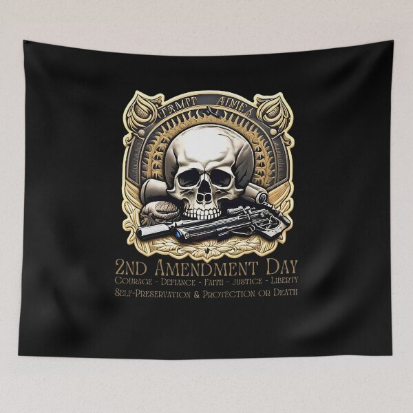 Item preview, Patriotic Rifle & Skull Tee - 2nd Amendment Day - Courage,Self-Preservation & Protection or Death designed and sold by RickS-Ts-N-Such.