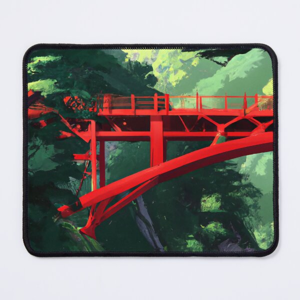 Item preview, Red bridge in a luxurious forest in the japanese alps designed and sold by BlackXPink.