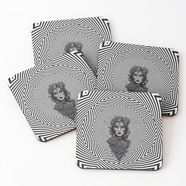 Item preview,  Black and White Illusionary Tattoo Design of a Woman  designed and sold by TatooIllusion.