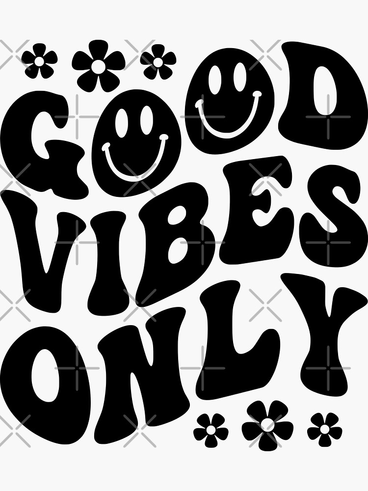 Good Vibes Only SVG, Retro Wavy Text SVG, Happy Face, Hippie