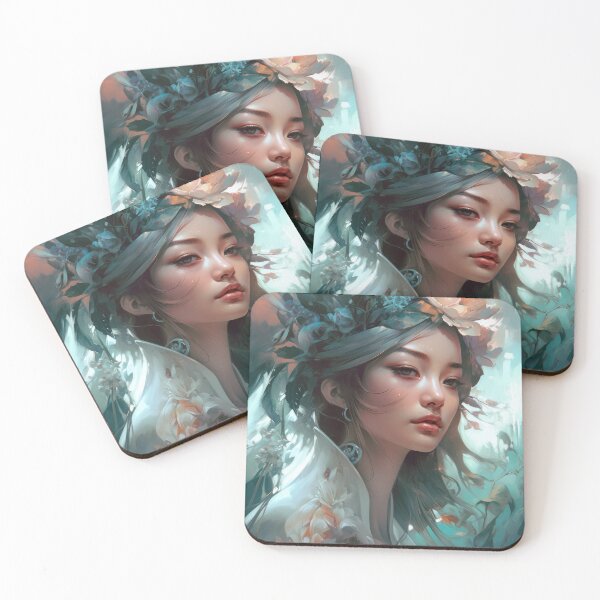 Item preview, Fantasy woman with flowers green tones designed and sold by LLartstation.