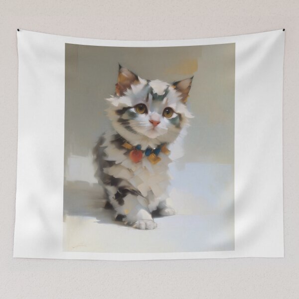 Item preview, Feline Grace: A elegant kitty oil painting designed and sold by KH-GardenEden.