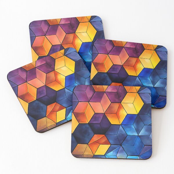 Item preview, Colorful Geometric Cube Pattern Alcohol Ink designed and sold by thatmacko.