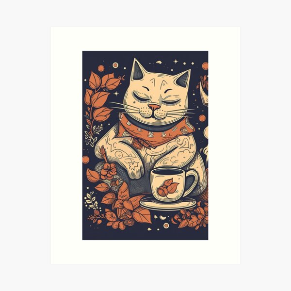 Item preview, How to hygge like a cat - autumnal winter feeling designed and sold by EmeraldeaArt.