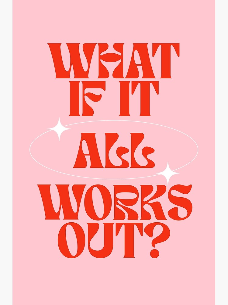 Thumbnail 3 of 3, Poster, What If It All Works Out? Retro Poster, Positivity, Positive Thinking designed and sold by TheLoveShop.
