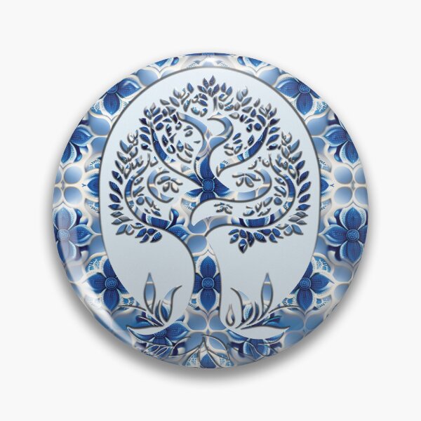 Item preview, Blue and White Tree with floral patterns designed and sold by Witsprings.