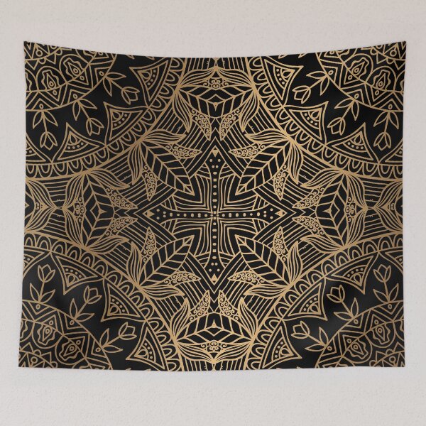 Item preview, Gold on Black Indian Floral Pattern designed and sold by banginT.