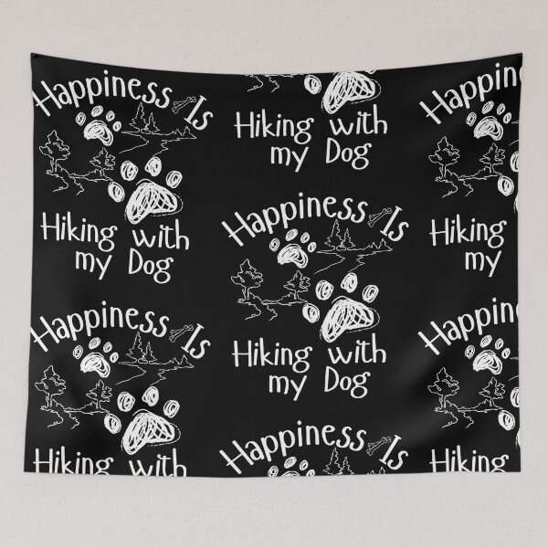 Item preview, Happiness Is Hiking With My Dog White Line Drawing Design designed and sold by EarthArtDesigns.