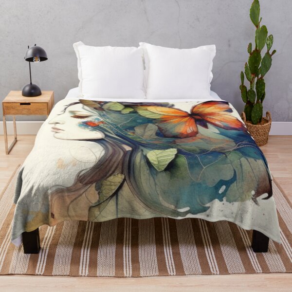 Item preview, Art Nuveau Beautiful Woman with Colorful Painted Butterfly designed and sold by PaperieJennifer.