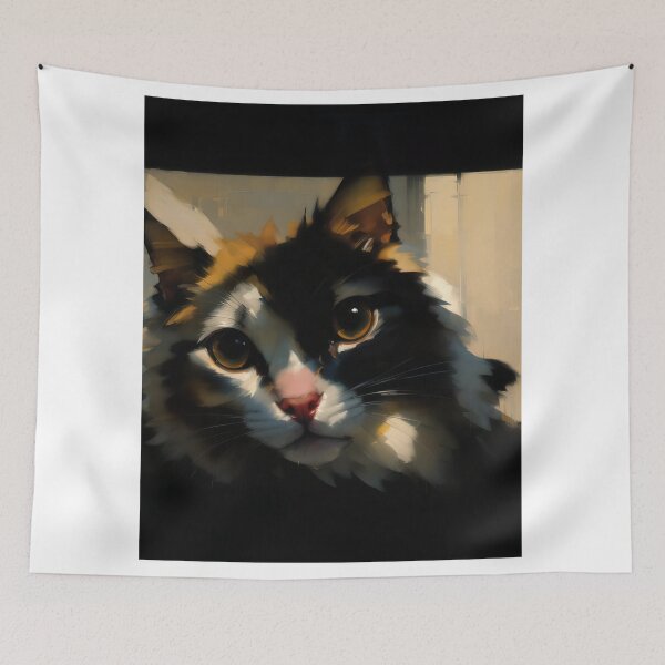 Item preview, Feline Companionship: A friendly kitty oil painting designed and sold by KH-GardenEden.