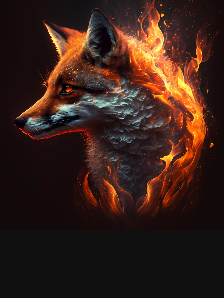 Fox on fire, burning fox muzzle, fire fox. | Essential T-Shirt