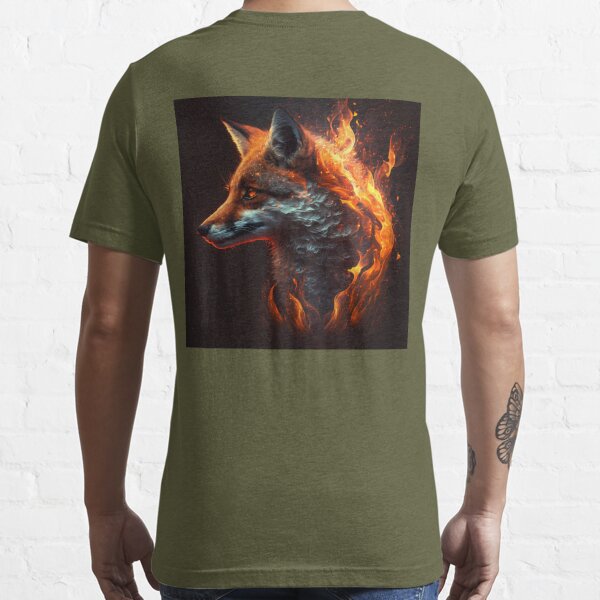 Fox on fire, burning fox muzzle, fire fox. Essential T-Shirt for Sale by  by-natiko
