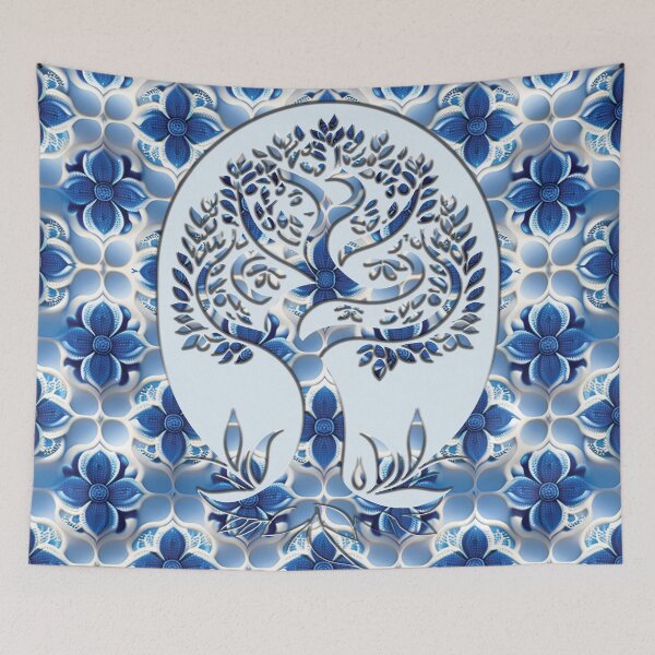 Item preview, Blue and White Tree with floral patterns designed and sold by Witsprings.