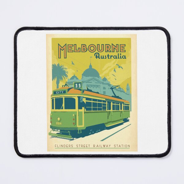 Item preview, Melbourne Australia Flinders street railway station vintage style advertising poster designed and sold by OCNau.