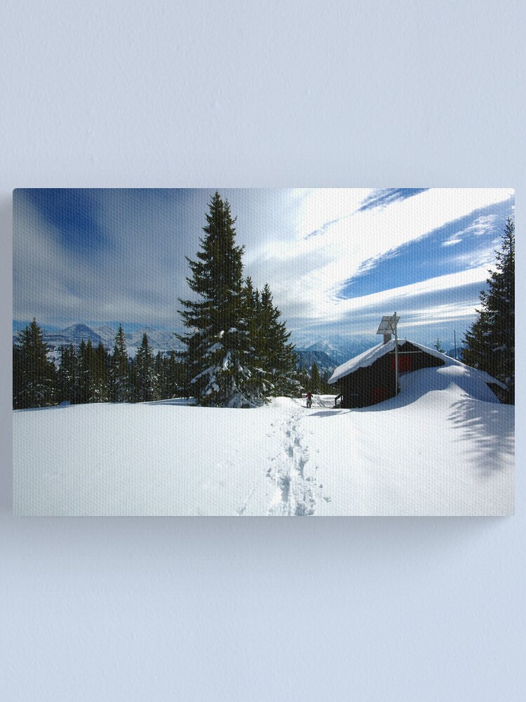 Thumbnail 1 of 3, Canvas Print, Snowshoeing designed and sold by expatraveler.