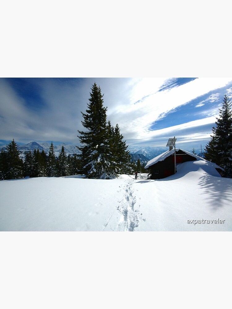 Thumbnail 2 of 2, Greeting Card, Snowshoeing designed and sold by expatraveler.