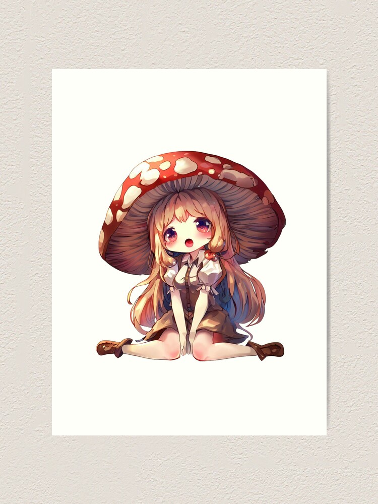Premium Photo | Anime girl sitting on a mushroom with a backpack on her lap  generative ai