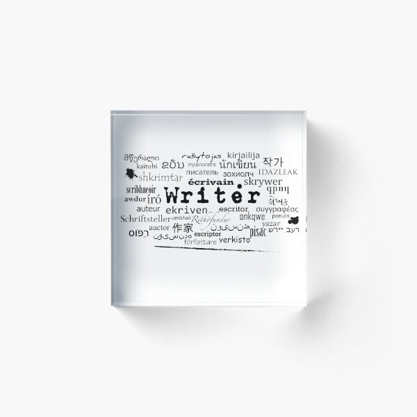 Writer Languages Black Text Acrylic Block