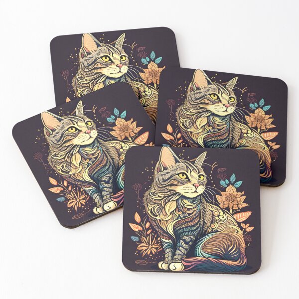 Item preview, Boho Cat Art Vintage Colorful Lover Design designed and sold by bernardbowman.