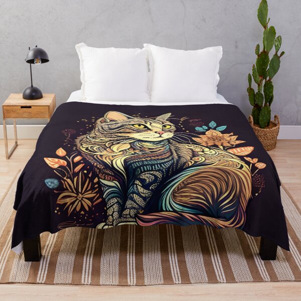 Item preview, Boho Cat Art Vintage Colorful Lover Design designed and sold by bernardbowman.