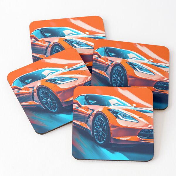 Item preview, Chevrolet Corvette C7 Stingray Abstract Duotone Orange & Blue designed and sold by cgaviator-uk.