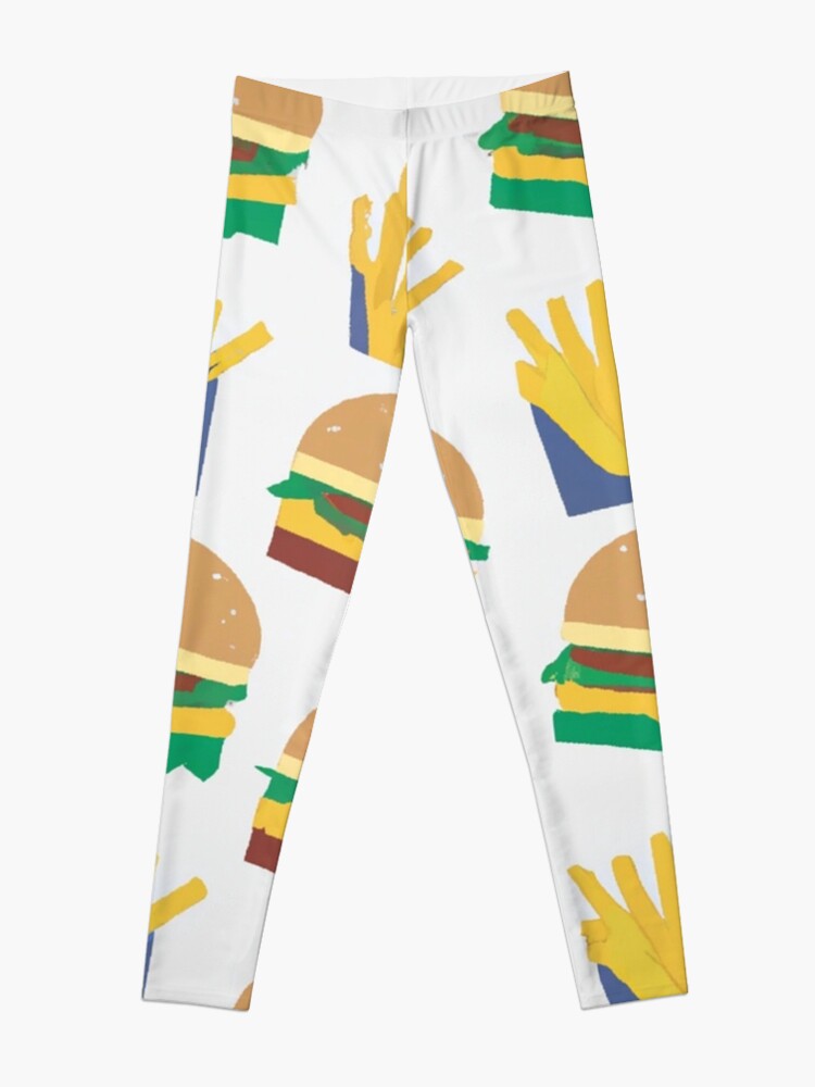 Discover Hamburgers and French Fries Pattern Leggings